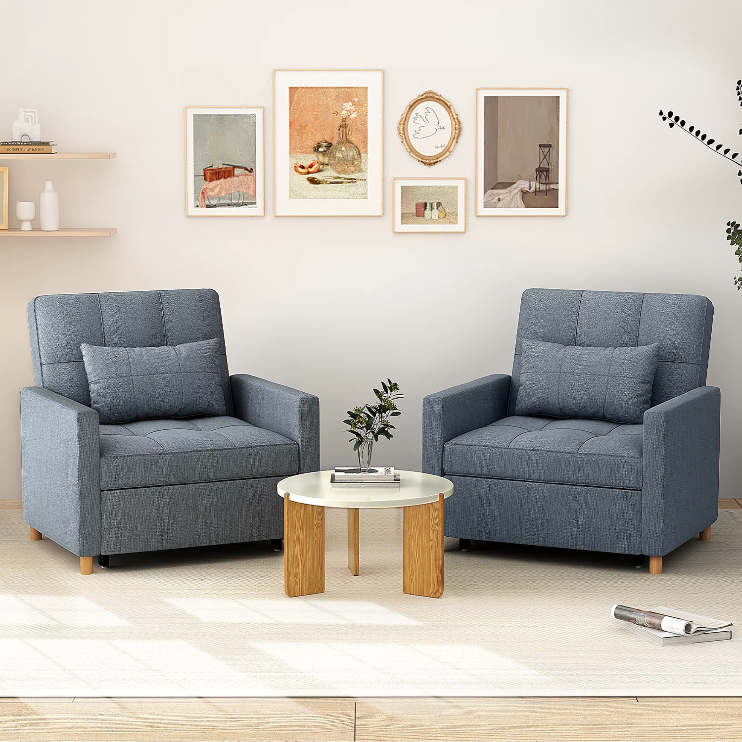 YODOLLA Sleeper Sofa Chair 3 in 1 Sleeper Chairs for Adults Pull Out Chair Bed Sleeper with Extra Pillow and Convertible Backrest Multi-Functional Fold Out Chair Bed for Small Space (Dark Grey)