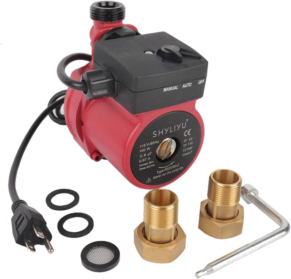 SHYLIYU Water Pressure Booster Pump Circulator Pump 115V/60Hz Hot Water Automatic Recirculating Pump 1 inch Outlet Pressure Booster Pump Cast Iron
