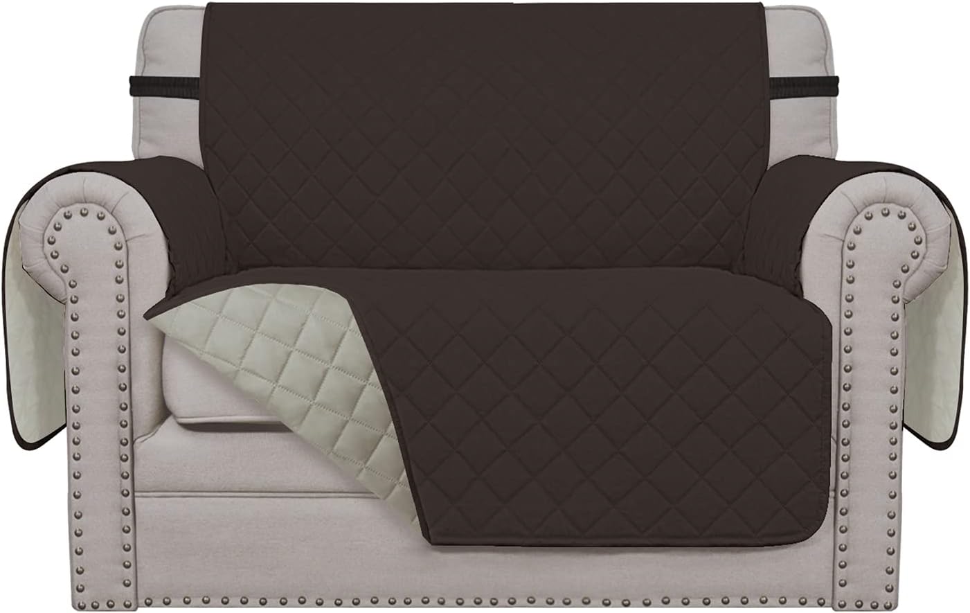 Easy-Going Sofa Slipcover Reversible Sofa Cover Water Resistant Couch Cover with Foam Sticks Elastic Straps Furniture Protector for Pets Kids Children Dog Cat (Sofa, Darkgray/Beige)