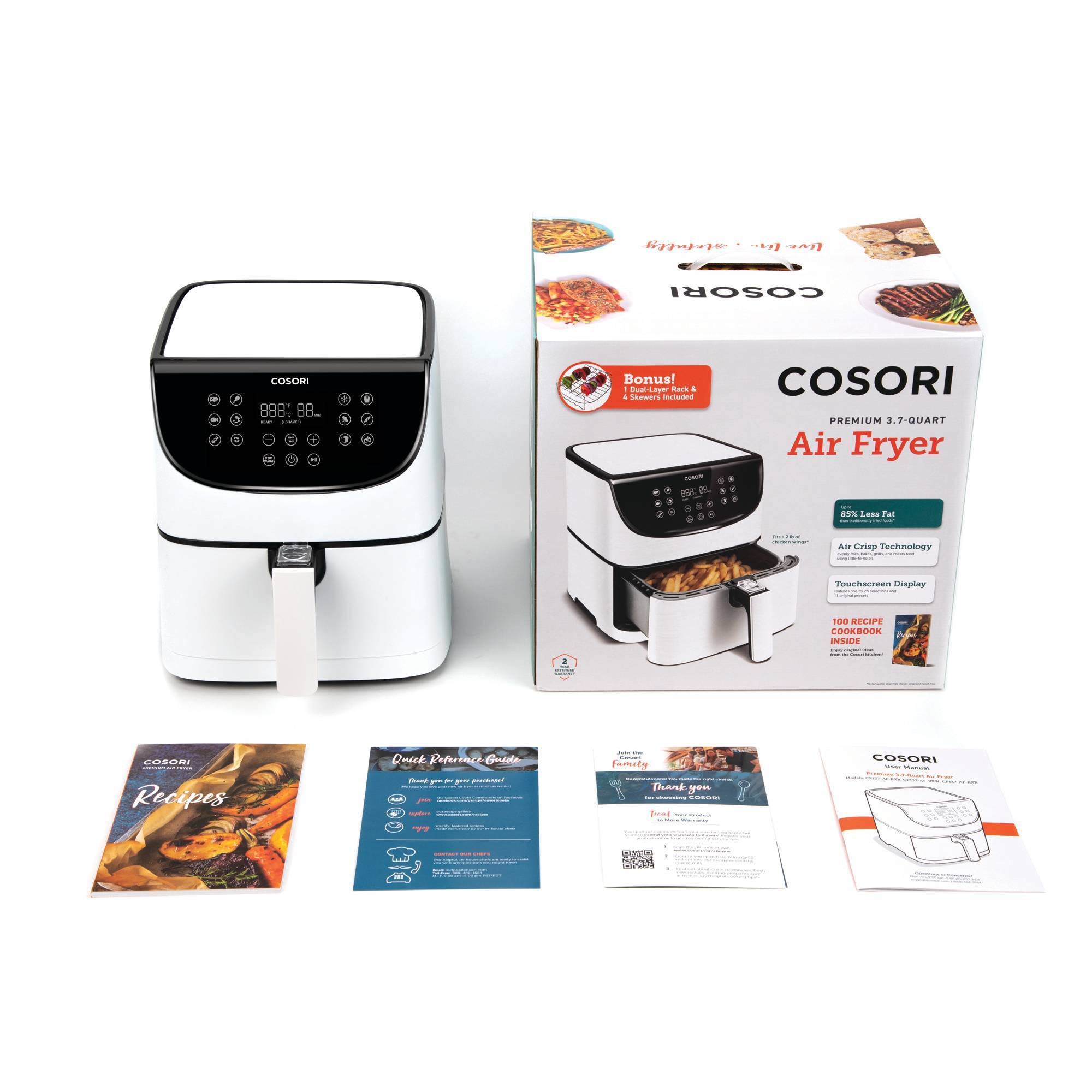 Cosori Premium 3.7 qt. Air Fryer u0026 Skewer Rack Set - White