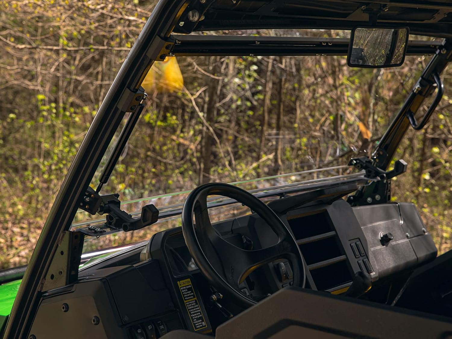 SuperATV Heavy Duty Scratch Resistant Flip Windshield for 2018+ John Deere Gator XUV 835E / 835M | 1/4 Thick Polycarbonate That is 25X Stronger Than Glass | USA Made!