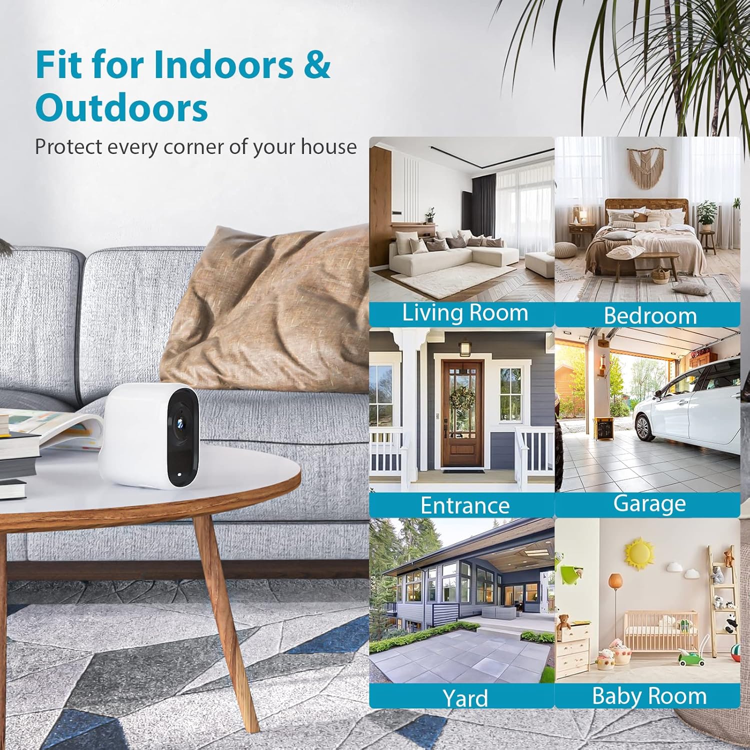 Wireless WiFi Security Camera for Outdoor Home Surveillance Camera Rechargeable Home Security Camera, 1080P HD, Night Vision, Motion Detection, Two-Way Audio, Waterproof, Cloud/SD Slot Storage