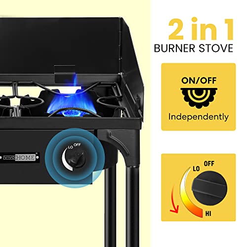 VIVOHOME Outdoor Burner Stove with Detachable Legs Stand for Camping Cookout