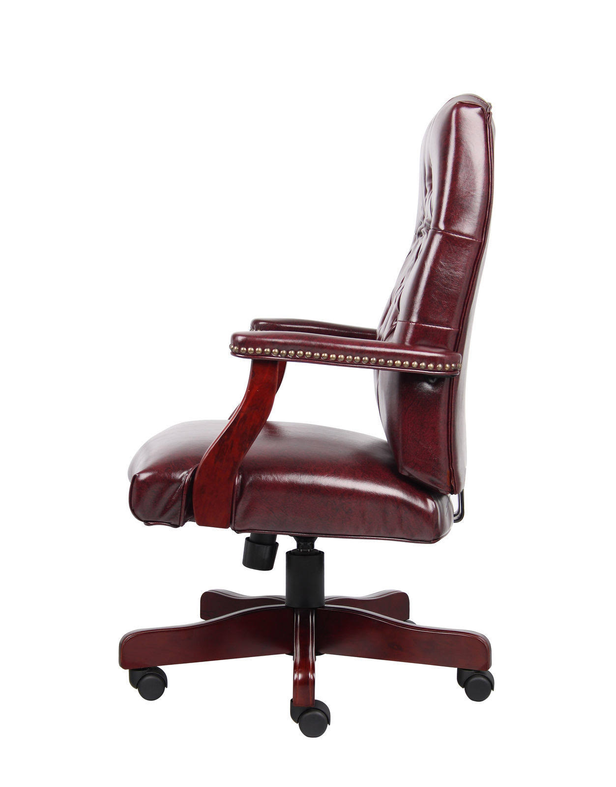 Boss Widmore Traditional Tufted Vinyl Executive Chair, Mahogany