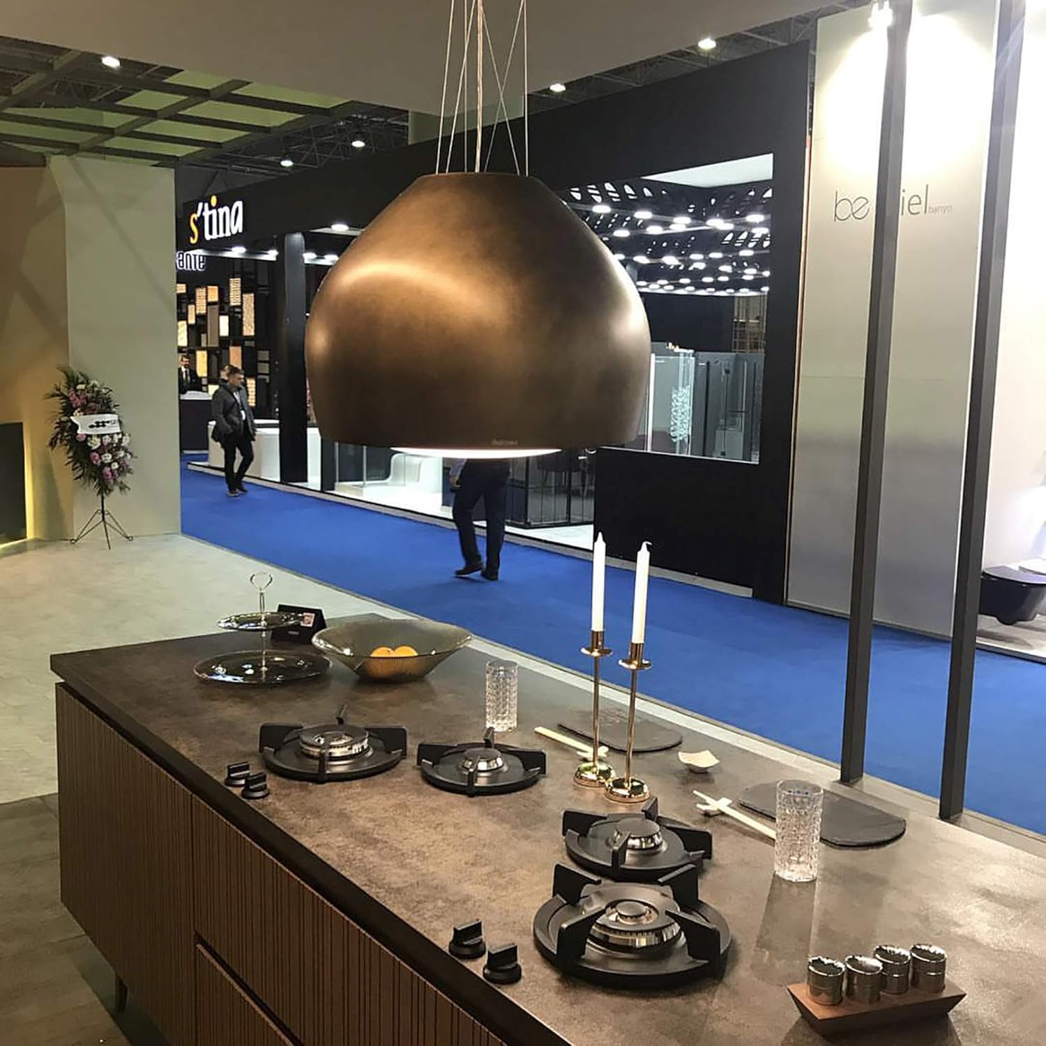 Futuro Futuro Island Mount DUCTLESS ONLY Range Hood 21" 940-CFM | Dome Brass | Painted Steel Vent Hood | Modern Italian Exhaust Hood | LED, Ultra-Quiet with Blower