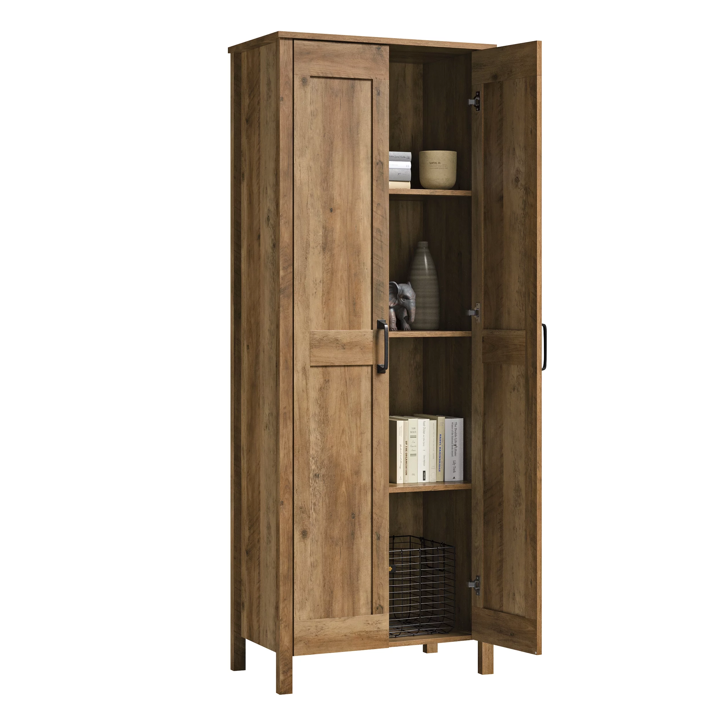 Sauder Two-Door Storage Cabinet, Rural Pine Finish