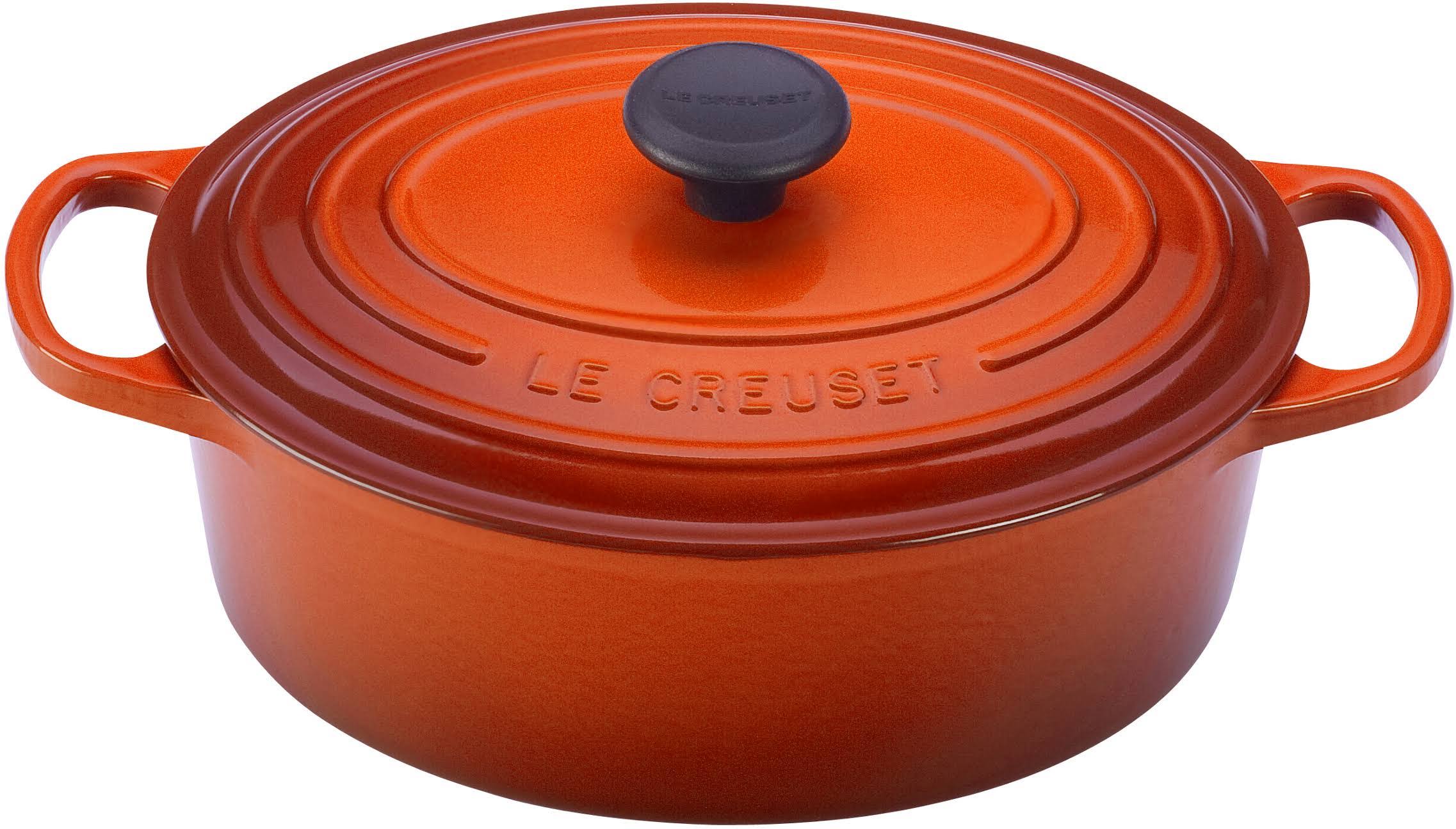 Le Creuset Signature Enameled Cast Iron Oval French Oven, 3.5 Quart, Flame