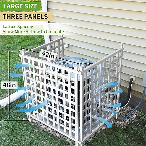 Beimo Air Conditioner Fence Privacy Fence Panels Screen, Vinyl Plastic Outdoor Garbage Trash Can Enclosure Outside, 2 White Panels
