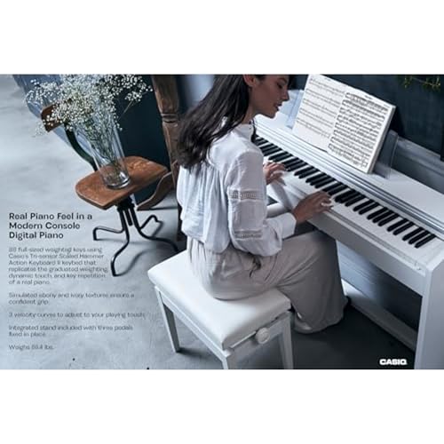 Casio Privia PX-770 – 88-Key Weighted Console Digital Piano | Tri-Sensor II Scaled Hammer Action Keys | AiR Sound Source, 19 Tones, Concert Play, 16W Stereo Speakers, USB-MIDI | Elegant Black Cabinet