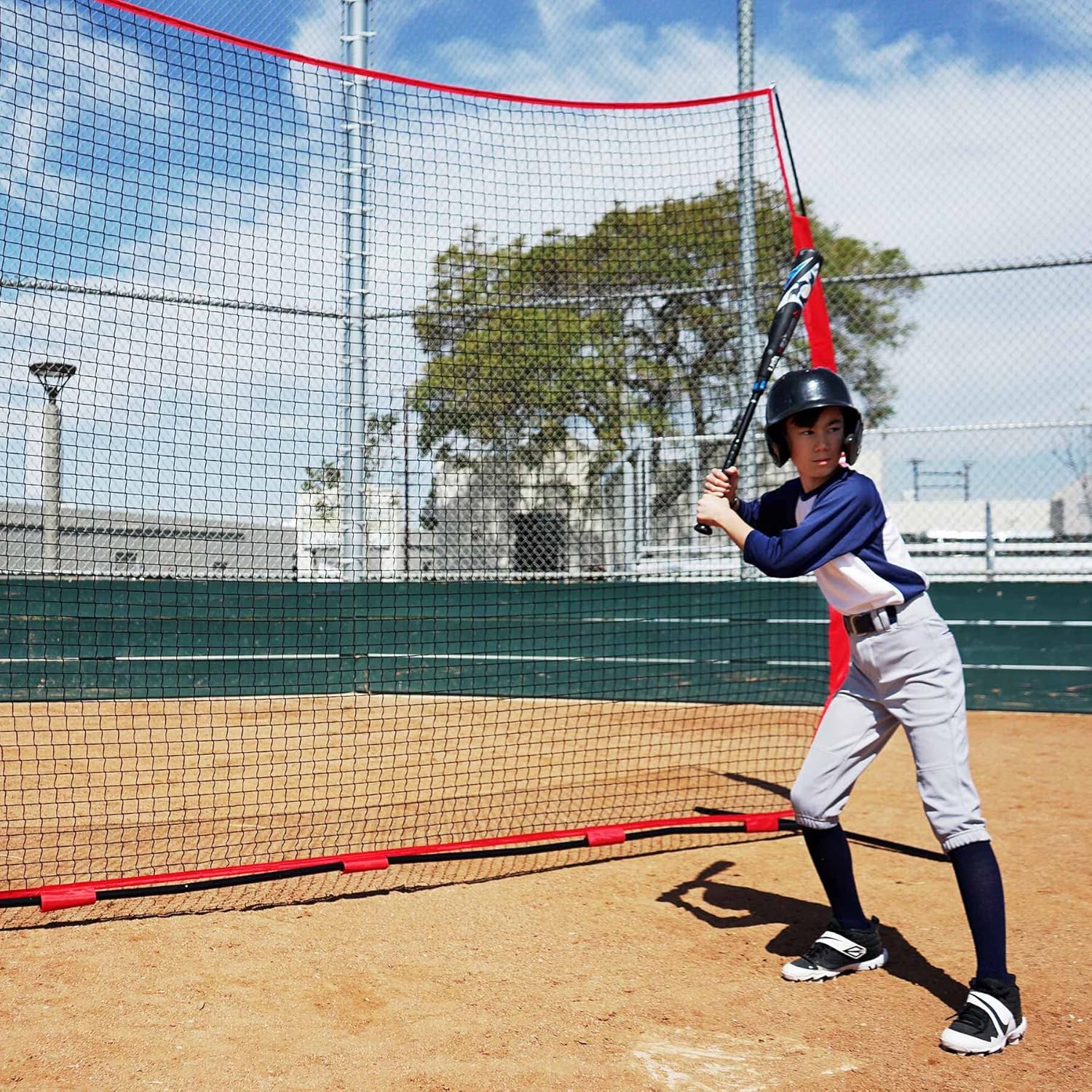 ZELUS 12x 9ft / 16x10ft Barricade Backstop Net, Ball Sports Barrier Net, Practice Net for Baseball Softball Lacrosse Soccer and More, Mini Soccer Goal and Baseball Training Equipment