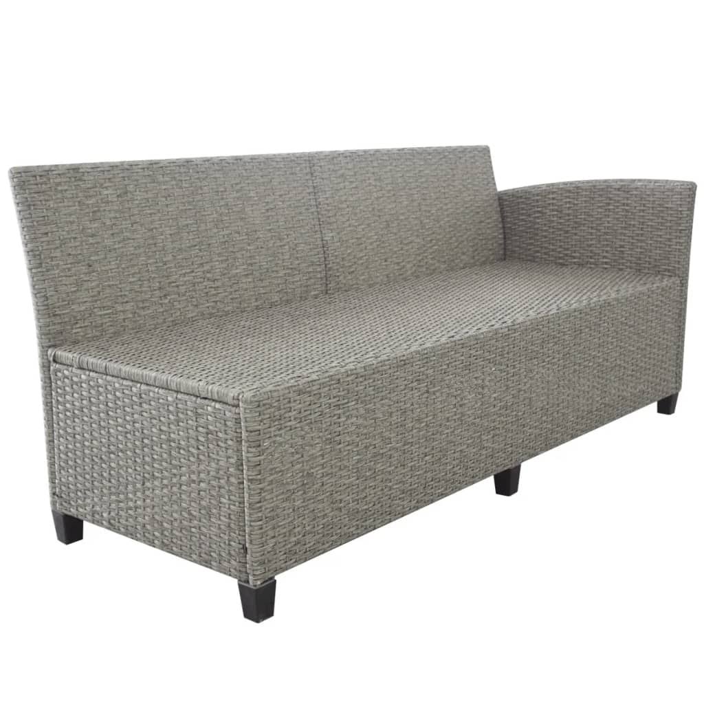 vidaXL Garden Corner Sofa Set 12 Piece Poly Rattan Wicker Gray Sunbed