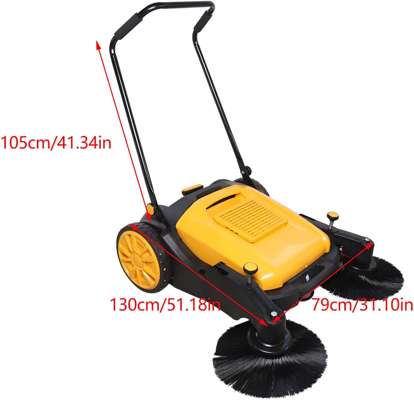 41'' Walk-Behind Sweeper Outdoor Hand Push Floor Sweeper Non Electric Yard Sweeper Outdoor Floor Sweeper Manual Pavement Sweeping Broom