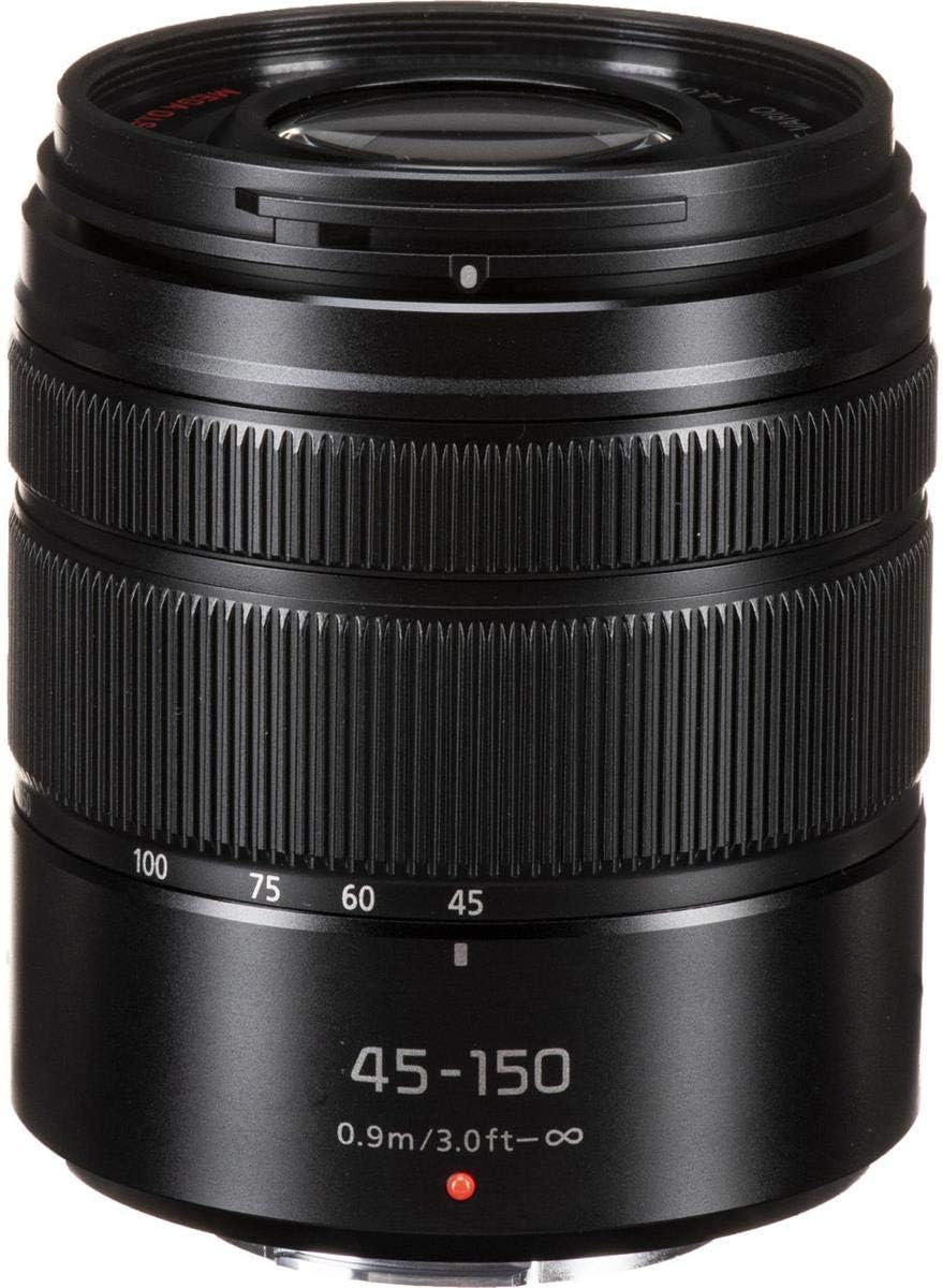 Panasonic Lumix G Vario 45-150mm f/4.0-5.6 ASPH Lens for G Series Cameras, Matte Black - Bundle with Filter Kit, Capleash II, Cleaning Kit