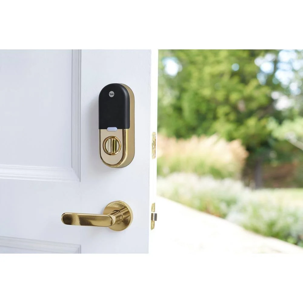 Google Nest Hello Video Doorbell and Nest x Yale Lock in Polished Brass with Nest Connect