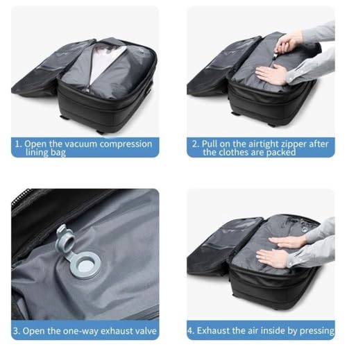 Vacpack Backpack, 60L Expandable Backpack with Vacuum Compression, Water Resistant, Anti Theft Vacpack Travel Vacuum Backpack (Black + Electric Vacuum)