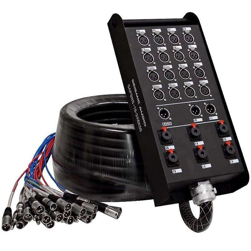 Seismic Audio - SAPSNS-16-3x6x50 - 16 Channel 50& Snake Cable (Compatible with PreSonus 16.4.2 Digital Mixer) - 16 XLR Inputs, 3