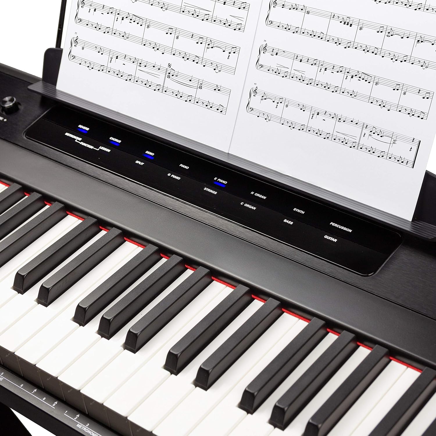 RockJam 88-Key Beginner Digital Piano with Full-Size Semi-Weighted Keys, Power Supply, Simply Piano App Content & Key Note Stickers, Black