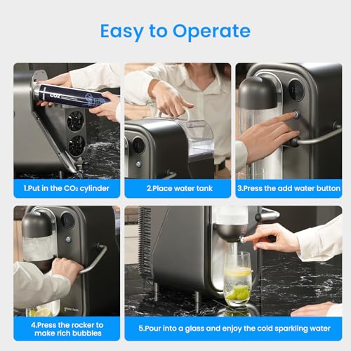 GLACIER FRESH Electric Sparkling Water Maker with LED Display, Cold Soda Maker for Carbonating with 1.6L Water Tank, Compatible with GLACIER FRESH 60L CO2 Carbonator