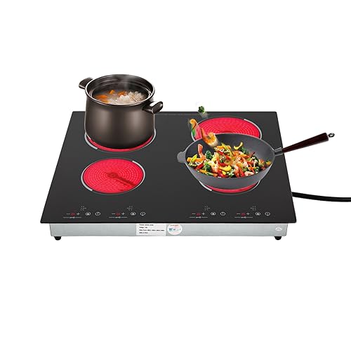 2 Burner Electric Cooktop, 1500W 110V Electric Ceramic Cooktop Built-in Electric Stove Top with 2 Electric Burners, 9 Heating Level and Kid Safety Lock, Sensor Touch Control