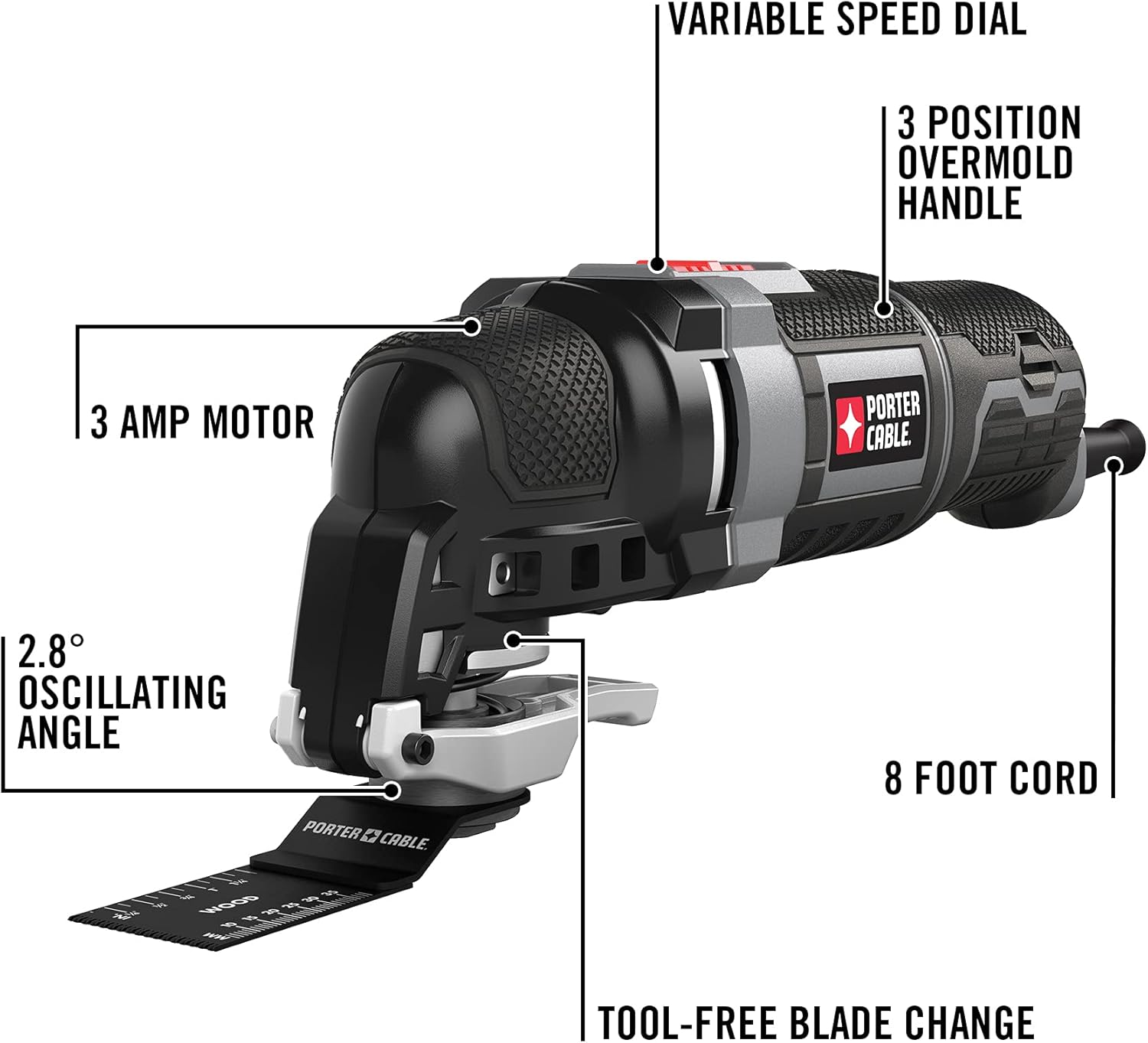 PORTER-CABLE Oscillating Multi-Tool Kit, 3.0-Amp, 11-Piece, Corded (PCE606K)