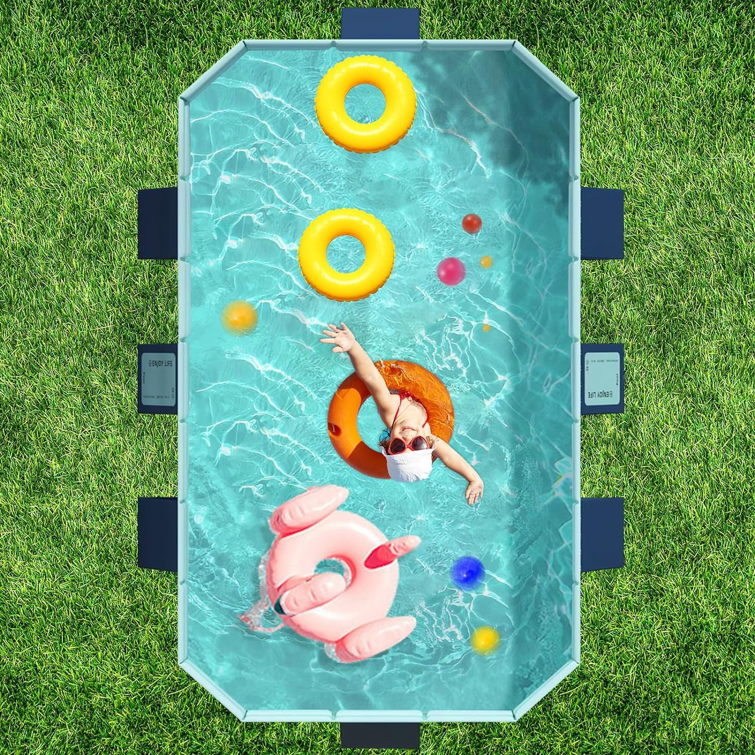 EONROACOO 89in Foldable Swimming Pool Above Ground Pool Kiddie Pool for 1-4 People(Blue)