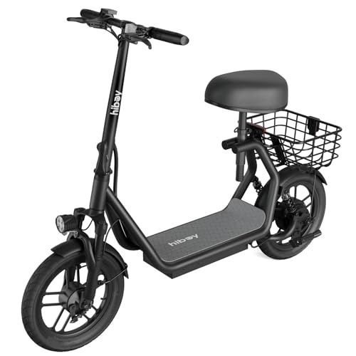 Hiboy Q2 Electric Scooter with Seat for Adults, 500W Peak Motor, 20MPH, 22 Miles Range, Foldable, Dual Suspension, Front & Rear Drum Brakes, Commuter E Scooter with Basket & Phone Holder