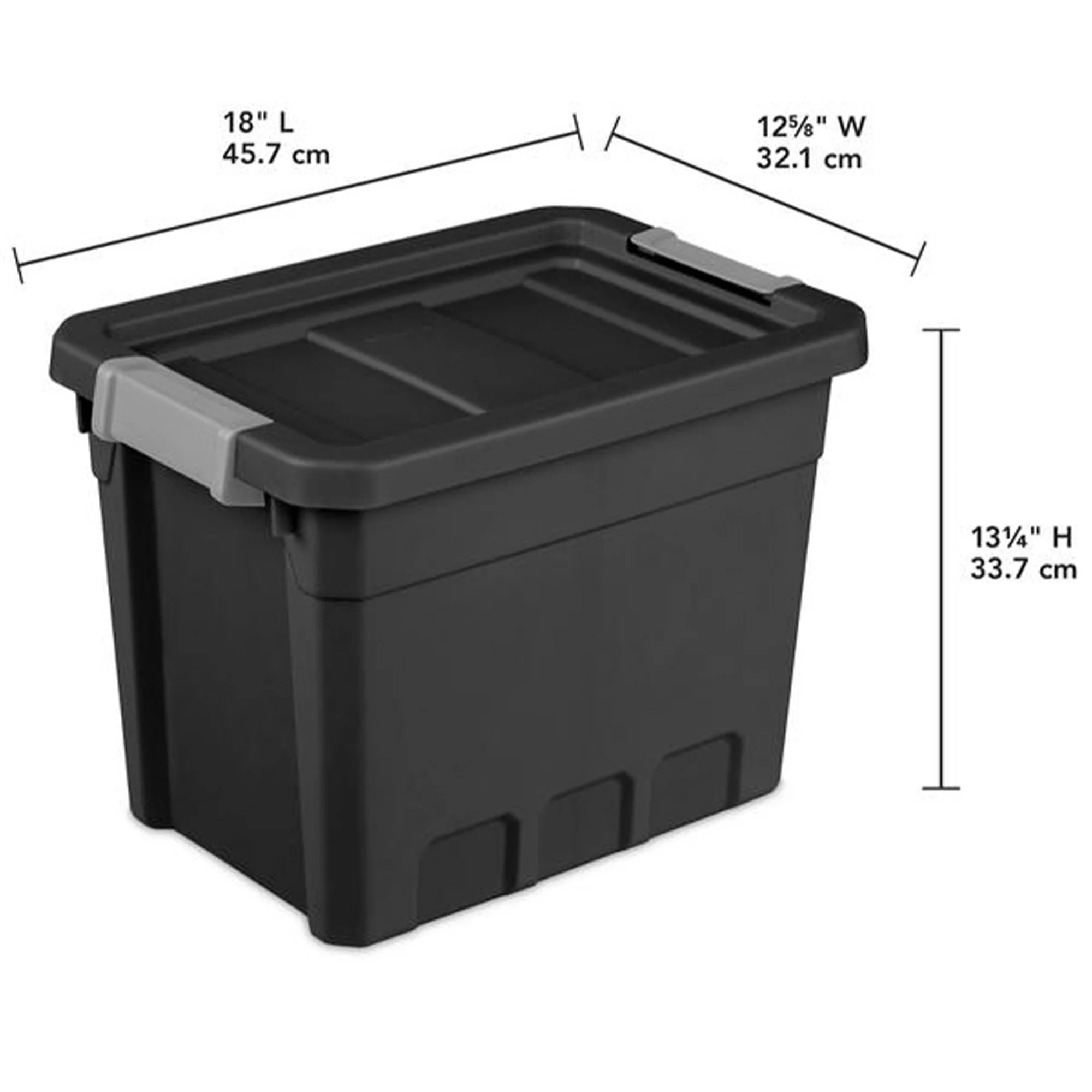Sterilite 7.5 Gallon Industrial Storage Totes w/ Latch Lids, Black (6 Pack)