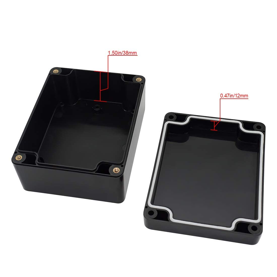 LeMotech ABS Plastic Electrical Project Case Power Junction Box, Project Box Black 10.4" x 7.2" x 3.7" (263 x 182 x 95 mm)(Pack of 1)