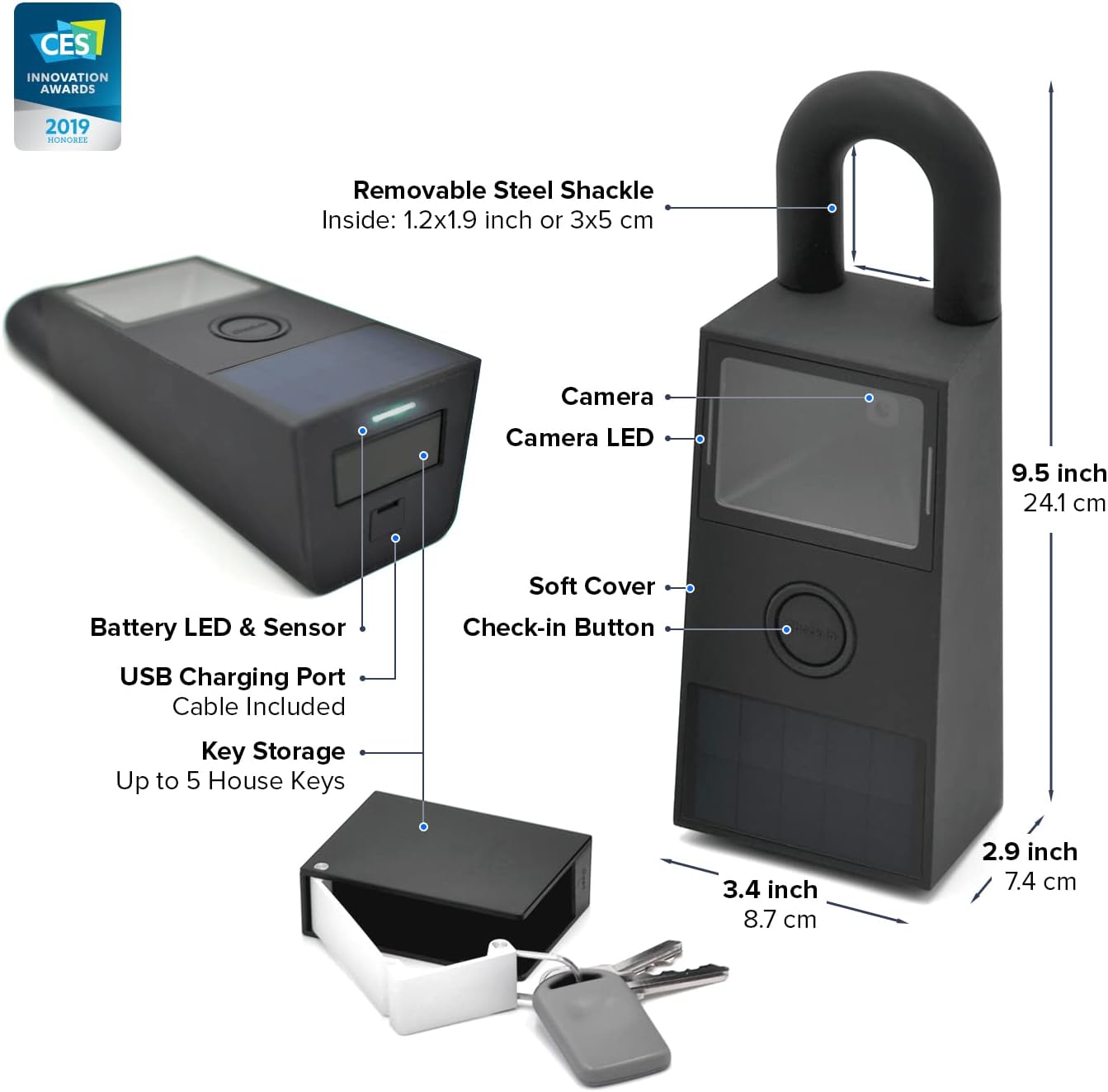 Lubn LTE Smart Camera Key Lock Box, Remote APP Key Box with QR Code Secure Access, Durable Outdoor Weatherproof Portable Key Safe, Instant Visitor Check-in Photo Notice (with Free 12 Month LTE Data)