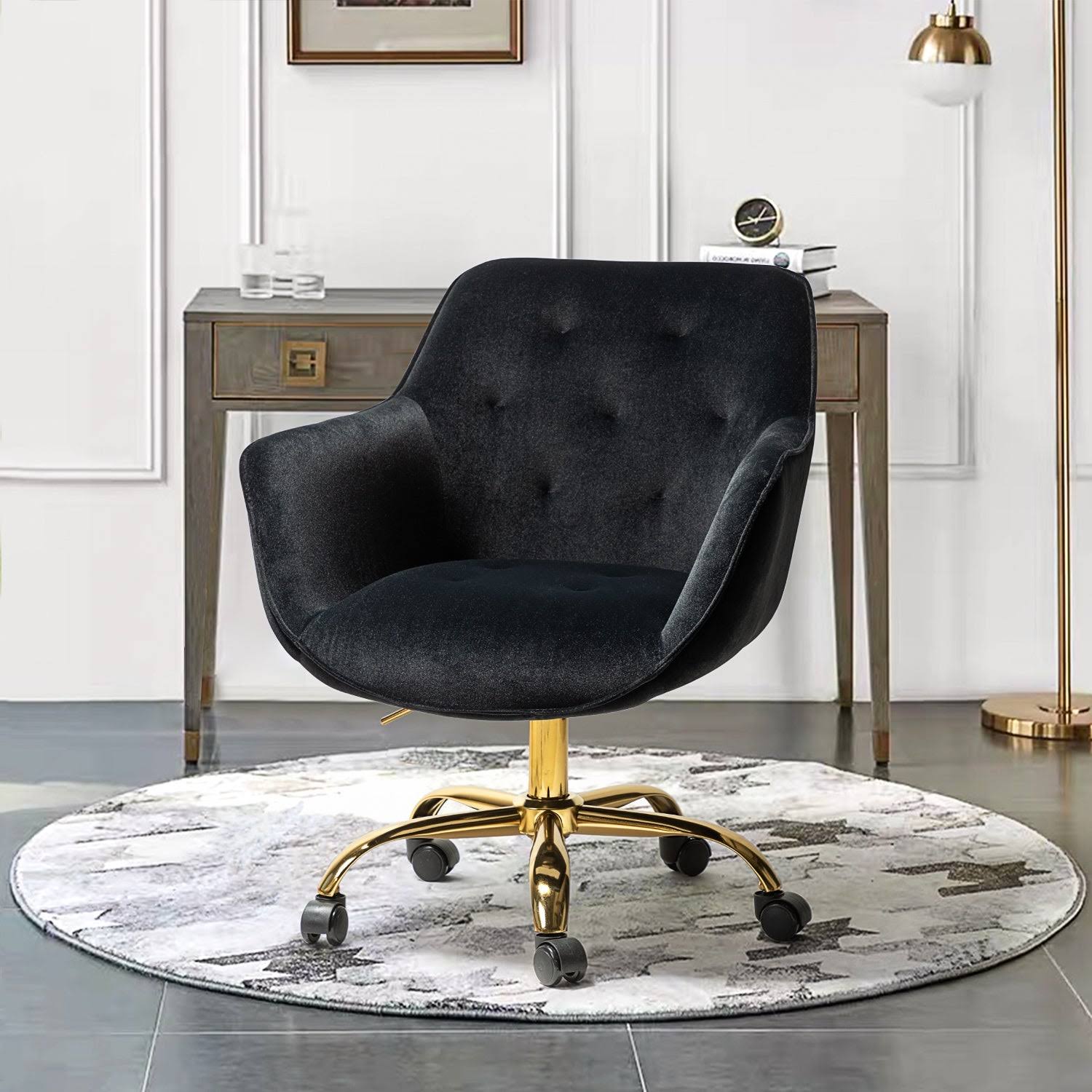Galera Swivel Task Chair with Tufted Back - Black