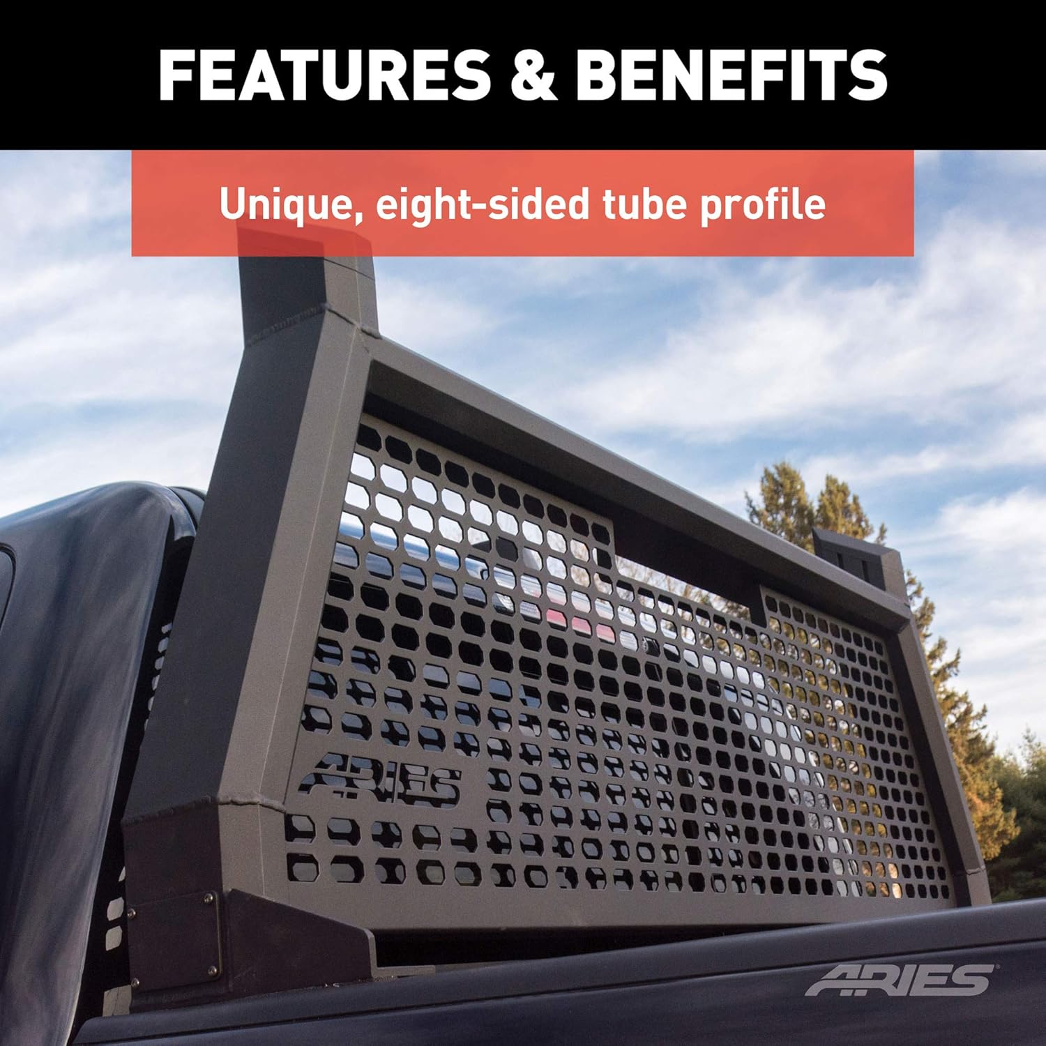 ARIES 1110102 AdvantEDGE Black Aluminum Truck Headache Rack Cab Protector, Select Ford F-150