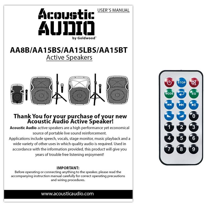 Acoustic Audio AA15LBS Powered 2000W 15x22 Bluetooth Flashing LED Speakers with Mics and Stands
