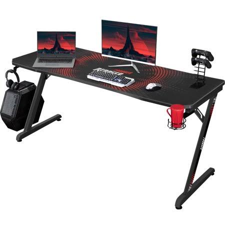 Walnew Z Shape 63 Inches Spacious Carbon Fiber Desktop Gaming Desk PC Computer Desk Office Desk with Full Piece of Mouse Pad, Cu