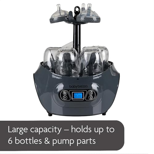 Baby Brezza Baby Bottle Sterilizer and Dryer Machine – Electric Steam Sterilization - Universal Fit - Pacifiers, Glass, Plastic, and Newborn Feeding Bottles, Charcoal