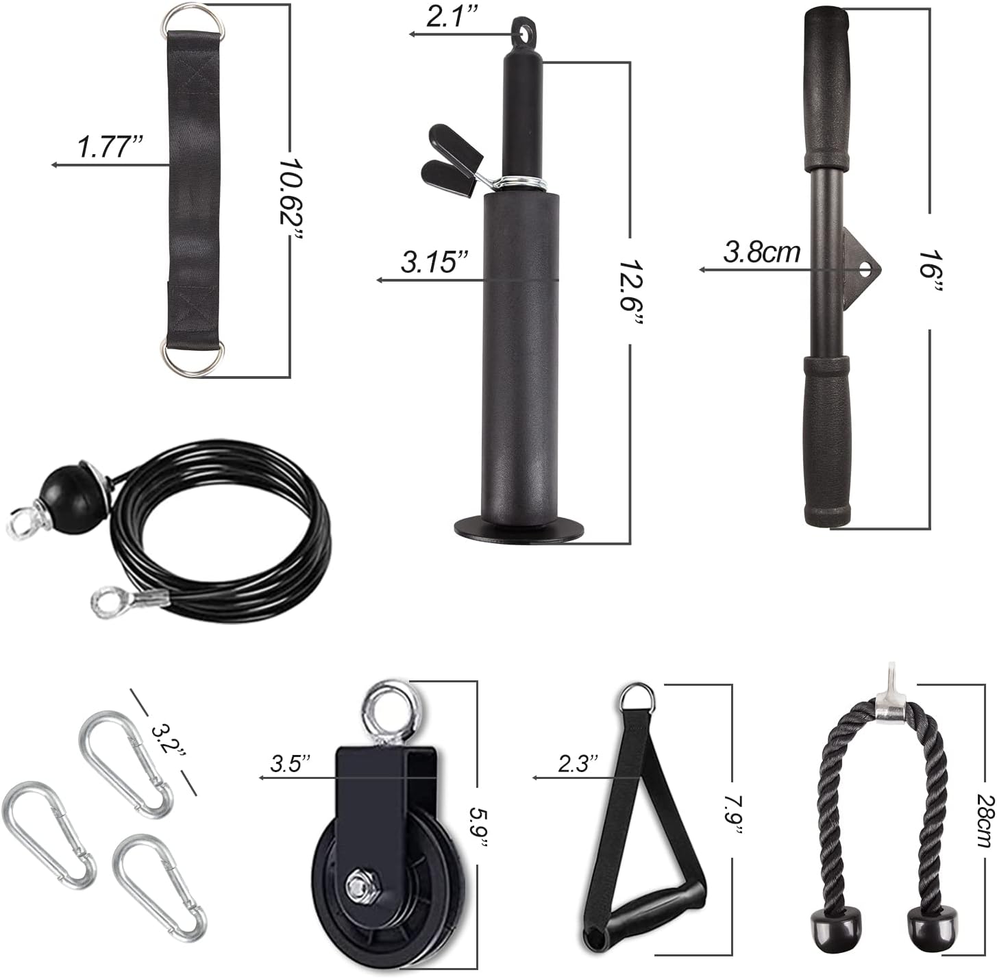 Weight Cable Pulley System Gym Upgraded Cable Pulley Attachments for Gym LAT Pull Down, Biceps Curl, Arm Workouts, Triceps Exercise Home Gym Equipment, Weight Pulley System Home Gym Add On Equipment Pack of 2
