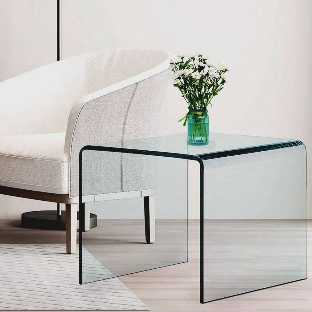 Glass Console Table, Transparent Tempered Glass Console Table - 43.3x13.78x29.52 inch