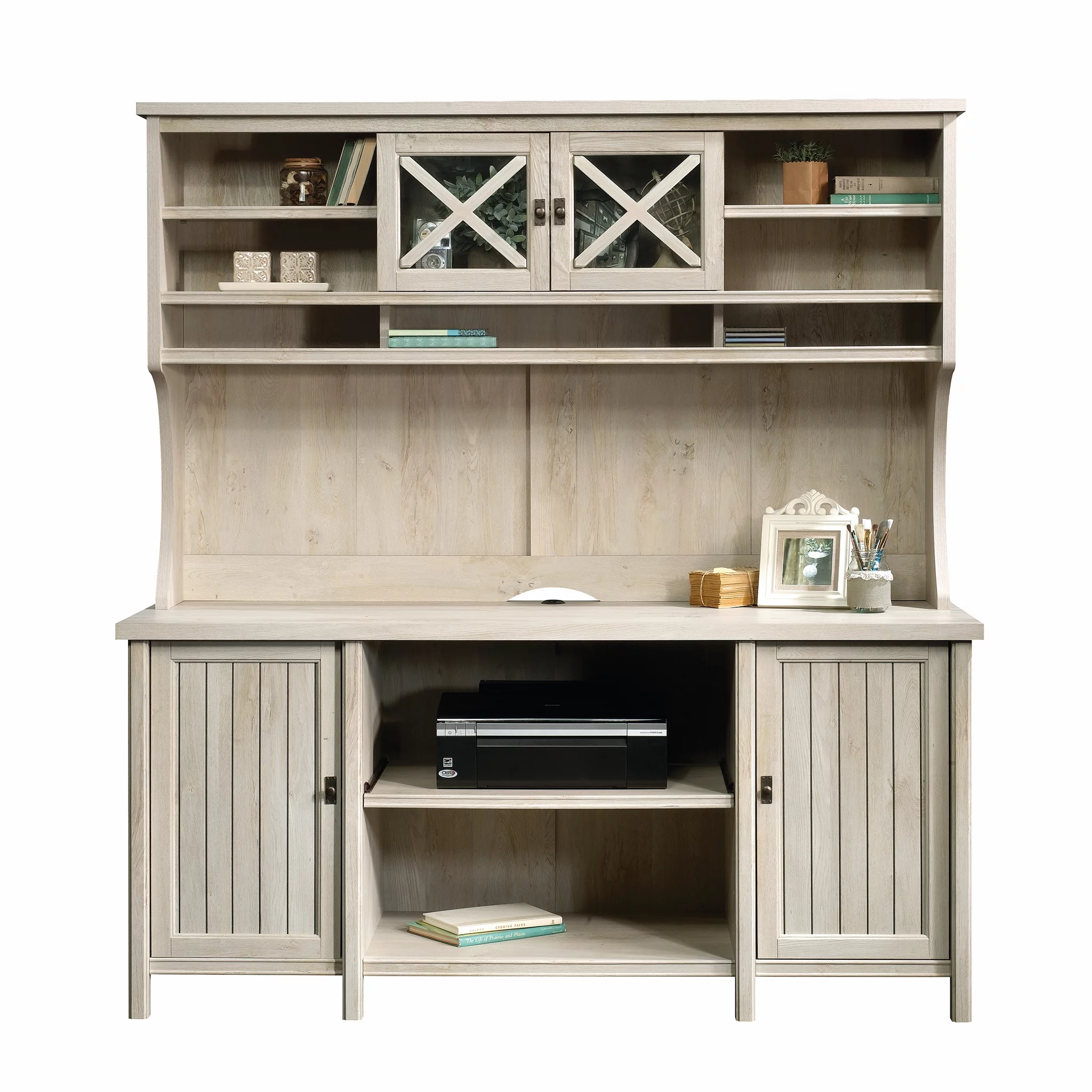 Sauder Costa Hutch, Chalked Chestnut Finish