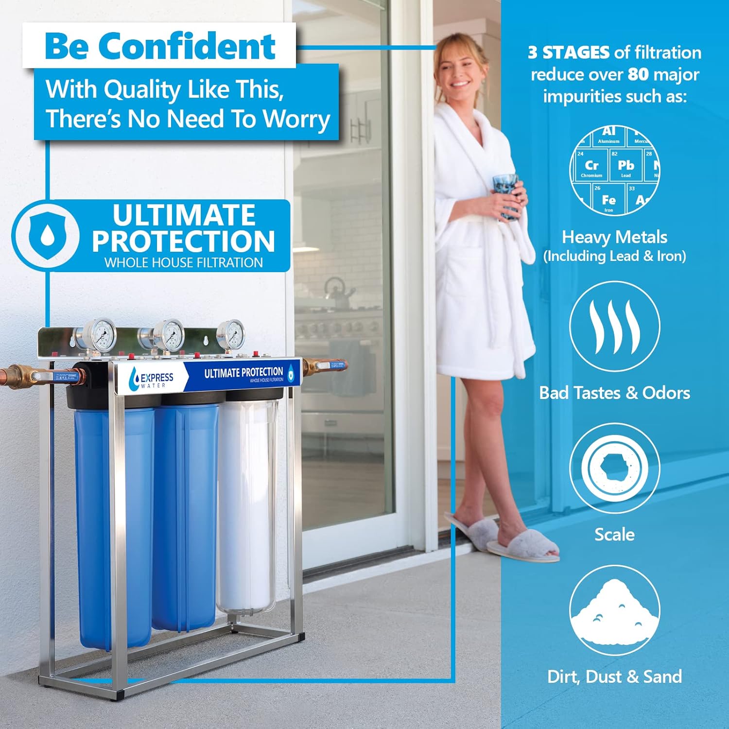 Express Water Ultimate Protection Whole House Water Filter System + iSpring WSP50ARB Spin Down Sediment Water Filter