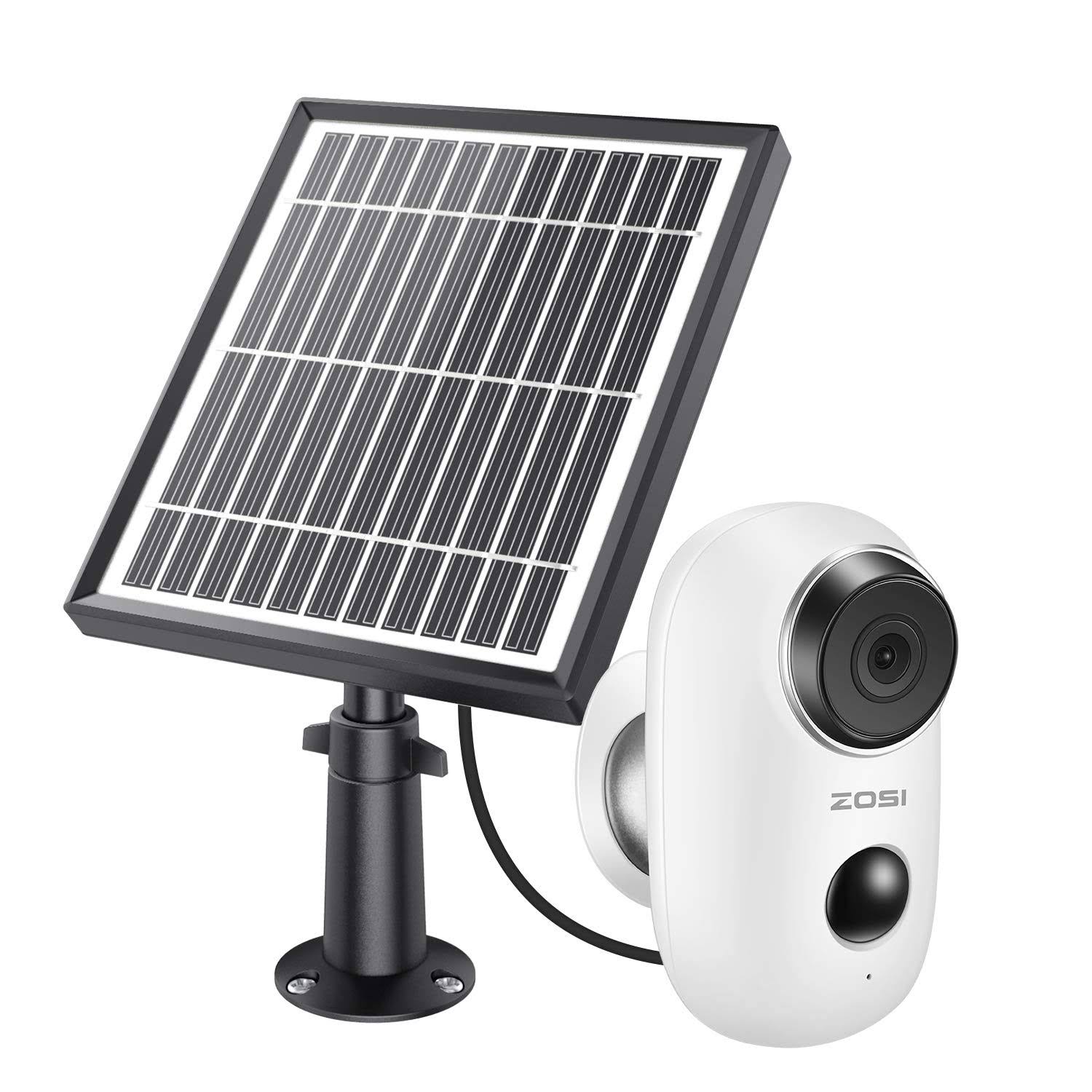 ZOSI 1080p Wireless Battery Camera with Solar PANEL, 2.4GHz WiFi Security Camera Outdoor Indoor,Rechargeable battery, Two Way Au