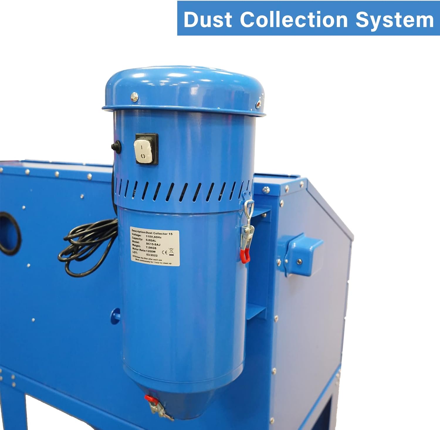 Abrasive Blast Cabinet 90 Gallon with Dust Collection Reclaimer System Floor Sandblasting&Sandblaster Cabinet for Rust Grime Paint Removing