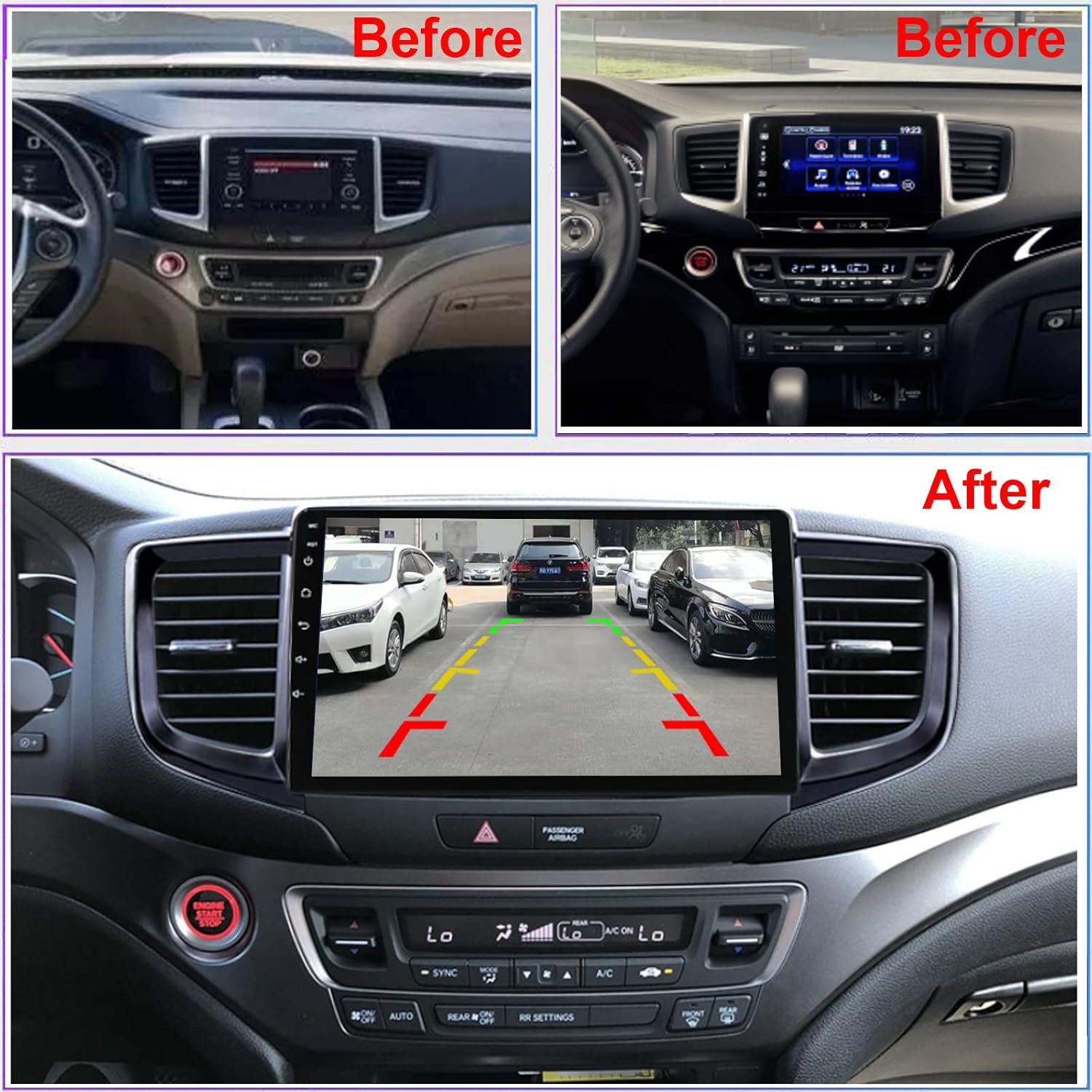 Radio for Honda Pilot Android Stereo 2016-2021 IPS 9inch Touch Screen 2G RAM 32G ROM Build in Wireless carplay Free Camera