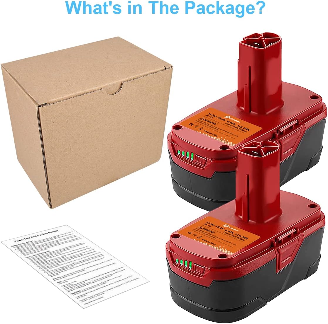 PDstation 2-Packs C3 19.2V 6000mAh Replacement Battery Compatible with Craftsman C3 Cordless Tools Pack of 2