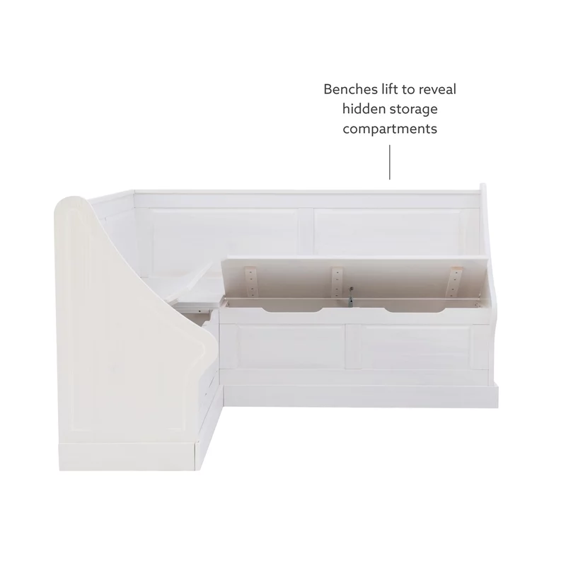 Linon Troyin Wood Corner Breakfast Nook in White