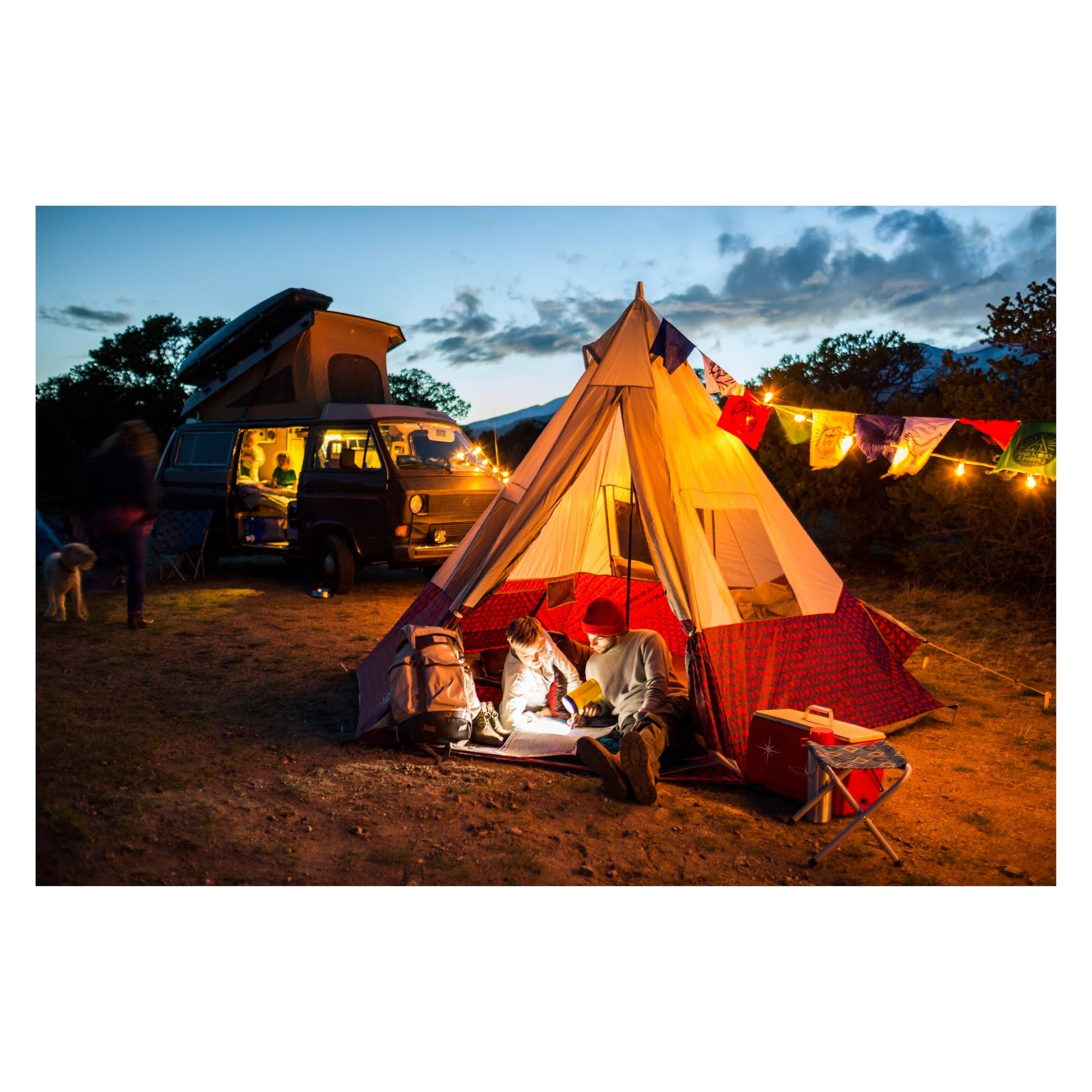 Wenzel 11.5 x 10 Shenanigan Large 5 Person Trail Camping Teepee Tent, Red Plaid