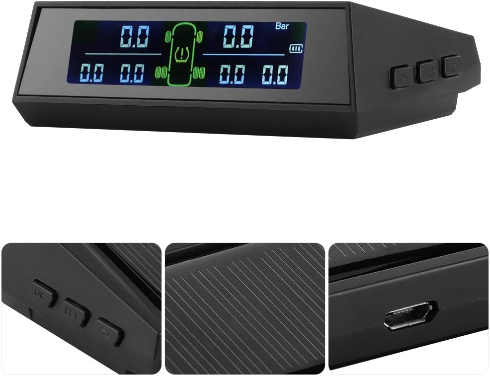 KIMISS Solar Power TPMS, Tire Pressure Monitor System Solar Powered TPMS Detector with LCD 6 External Sensor for RV Pack of 2