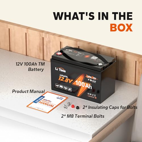 LiTime 12V 100Ah LiFePO4 Battery BCI Group 31 Lithium Battery Built-in 100A BMS, Up to 15000 Deep Cycles, Perfect for RV, Marine, Home Energy Storage