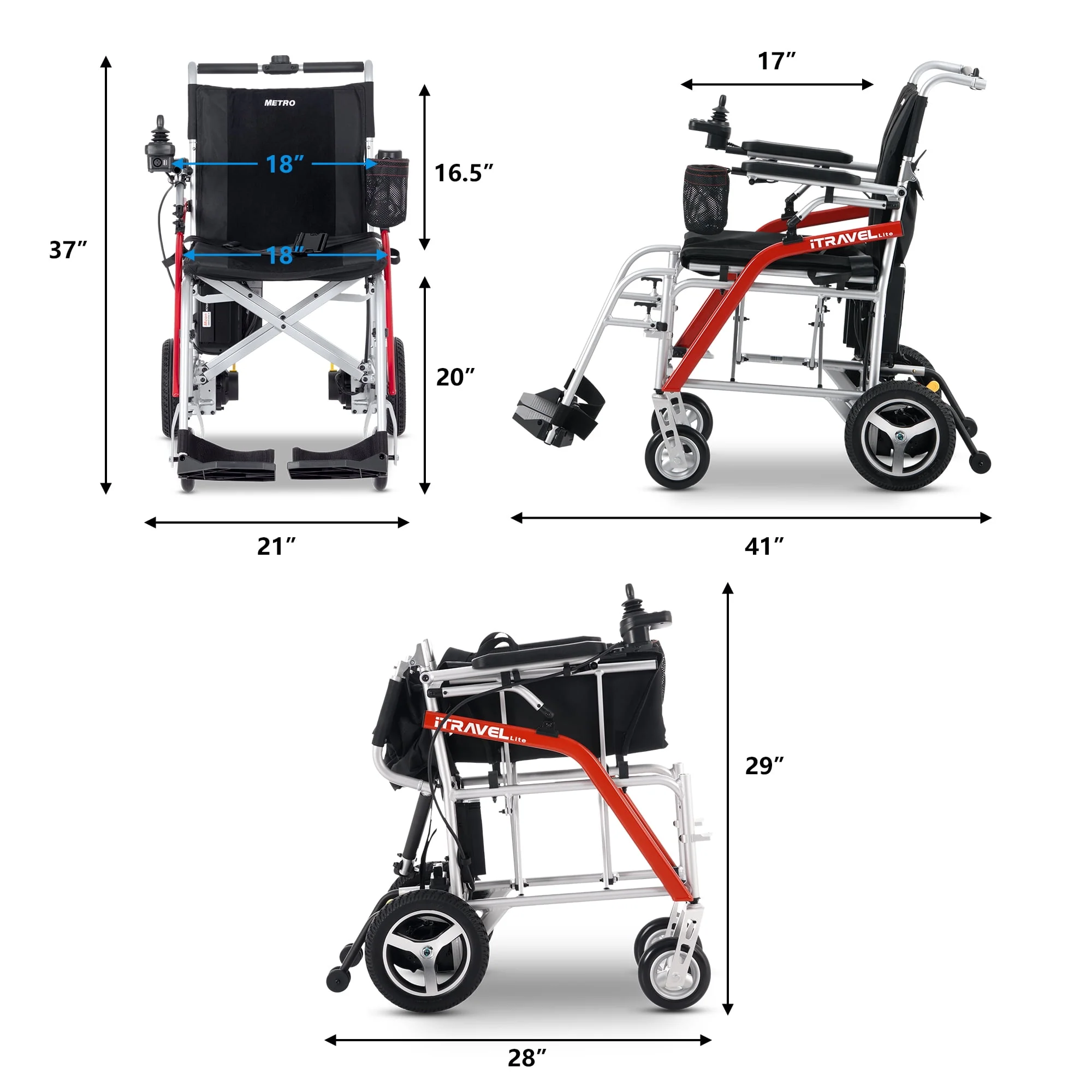 Segmart Lightweight Electric Wheelchair for Adults, 33lbs Travel Size Foldable Intelligent Motorized Wheelchair with Cup Holder & Anti-Tipper, Air Travel Allowed, 220LBS