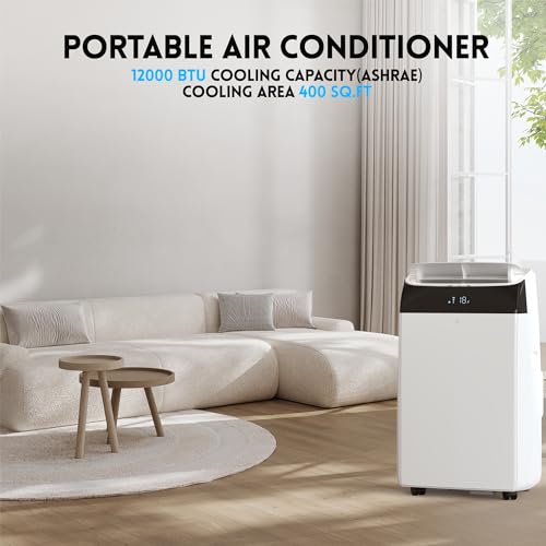 Portable Air Conditioner with LCD Display Remote Control/24H Timer/Window Venting Kit,3 in 1 Portable AC,Cooling,Dehumidifier,Fan Cooling Up to 450 sq.ft.for Bedroom, Living Room,Office