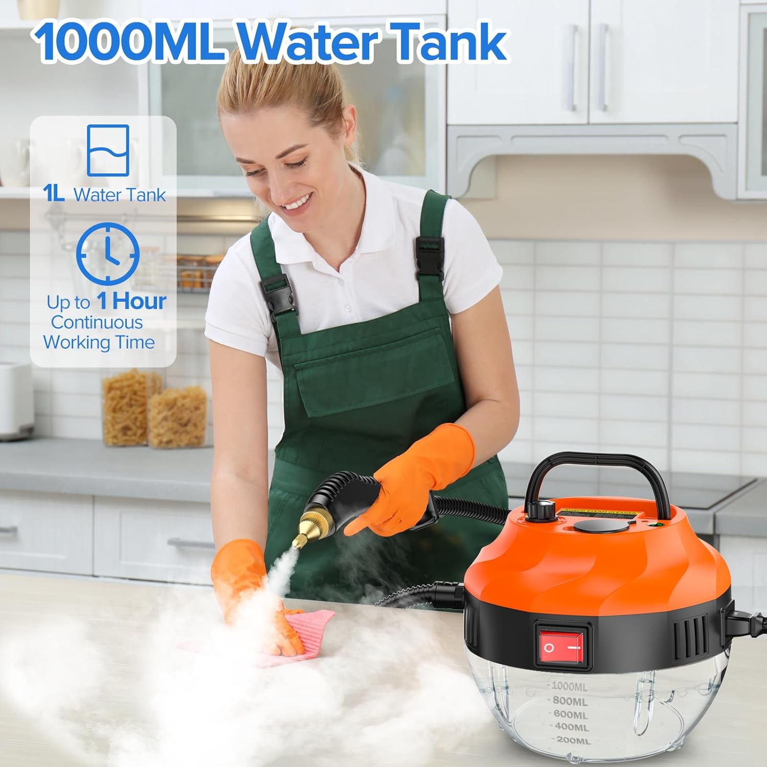 2500W Steam Cleaner, High Pressure Steamer for Cleaning, Portable Handheld Steam Cleaners for Home Use, Steamer for Car Detailing, Steam Cleaner for Upholstery, Kitchen, Bathroom, Grout and Tile