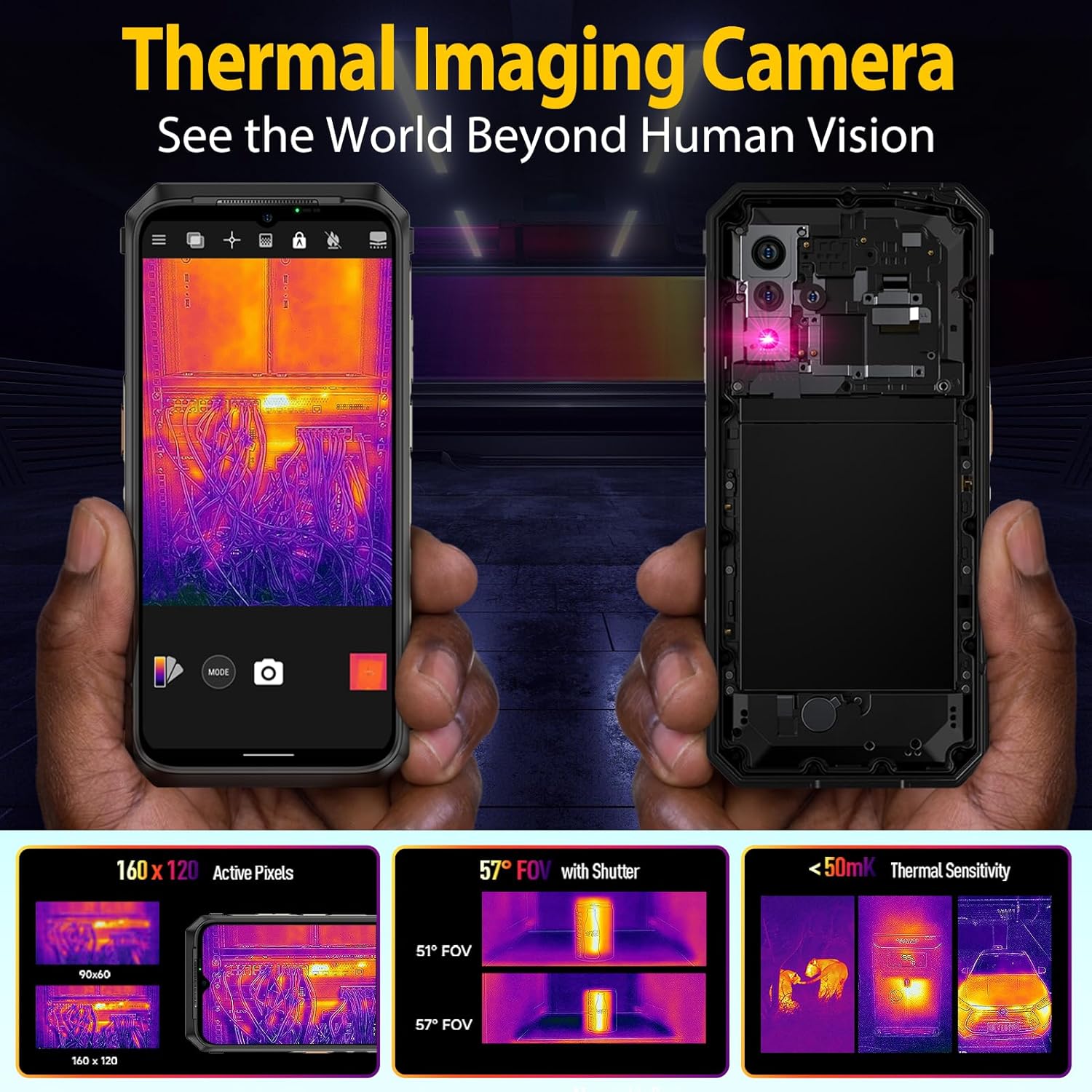 Ulefone Power Armor 18T Ultra 5G Rugged Phones, Thermal Image Camera, 24GB(12+12)+512GB MTK Dimensity 7050, 108MP Camera, 9600mAh, Android 13, uSmart Connector, Wireless Charge Unlocked Phone